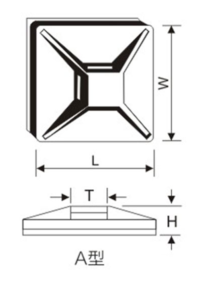 Drawings of Self-adhesive Tie Mounts Drawings of Self-adhesive Tie Mounts