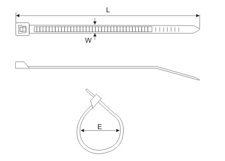 Drawings of Self-locking Nylon Cable Ties Drawings of Self-locking Nylon Cable Ties