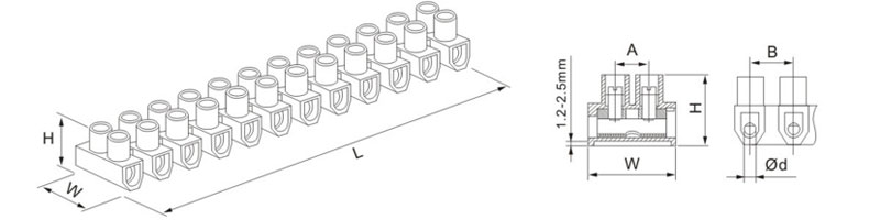 Drawings of W-TYPE Terminal Blocks Drawings of W-TYPE Terminal Blocks